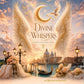 Divine Whispers Premium Poster – Goldener Sonnenuntergang über Venedig mit weißer Taube, spirituelle Wandkunst von Medium Charlotte